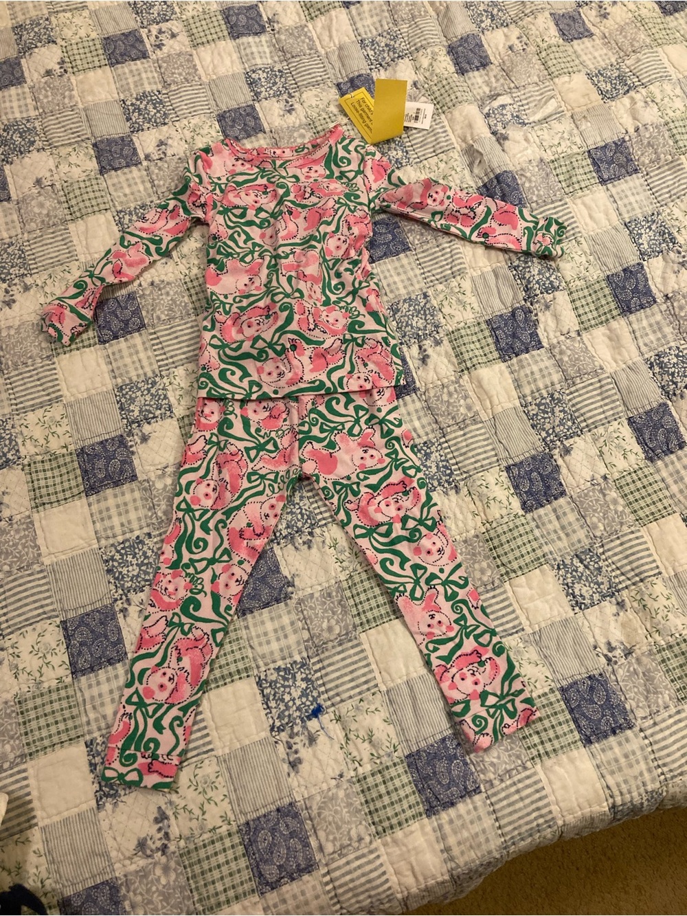 Lilly Pulitzer Pink and Green Floral Two-Piece Pajama Set